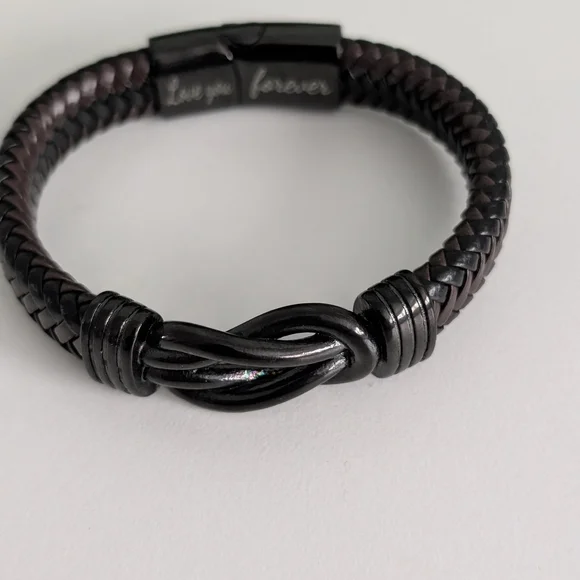 Black Braided Bracelet with Infinity Knot
